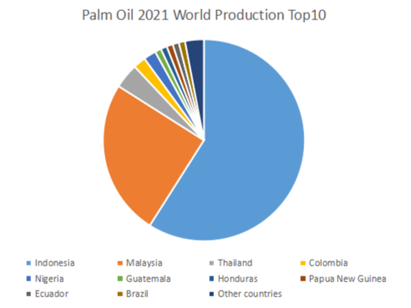 Światowa produkcja oleju palmowego 2021/2022